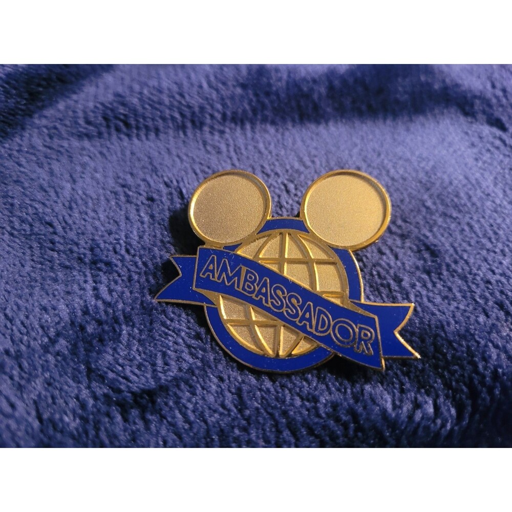 Official Disney Ambassador Program Pin Blue Gold Mickey Style Collector Pin
